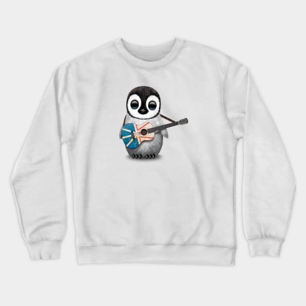 Baby Penguin Playing Newfoundland Flag Guitar Crewneck Sweatshirt by jeffbartels